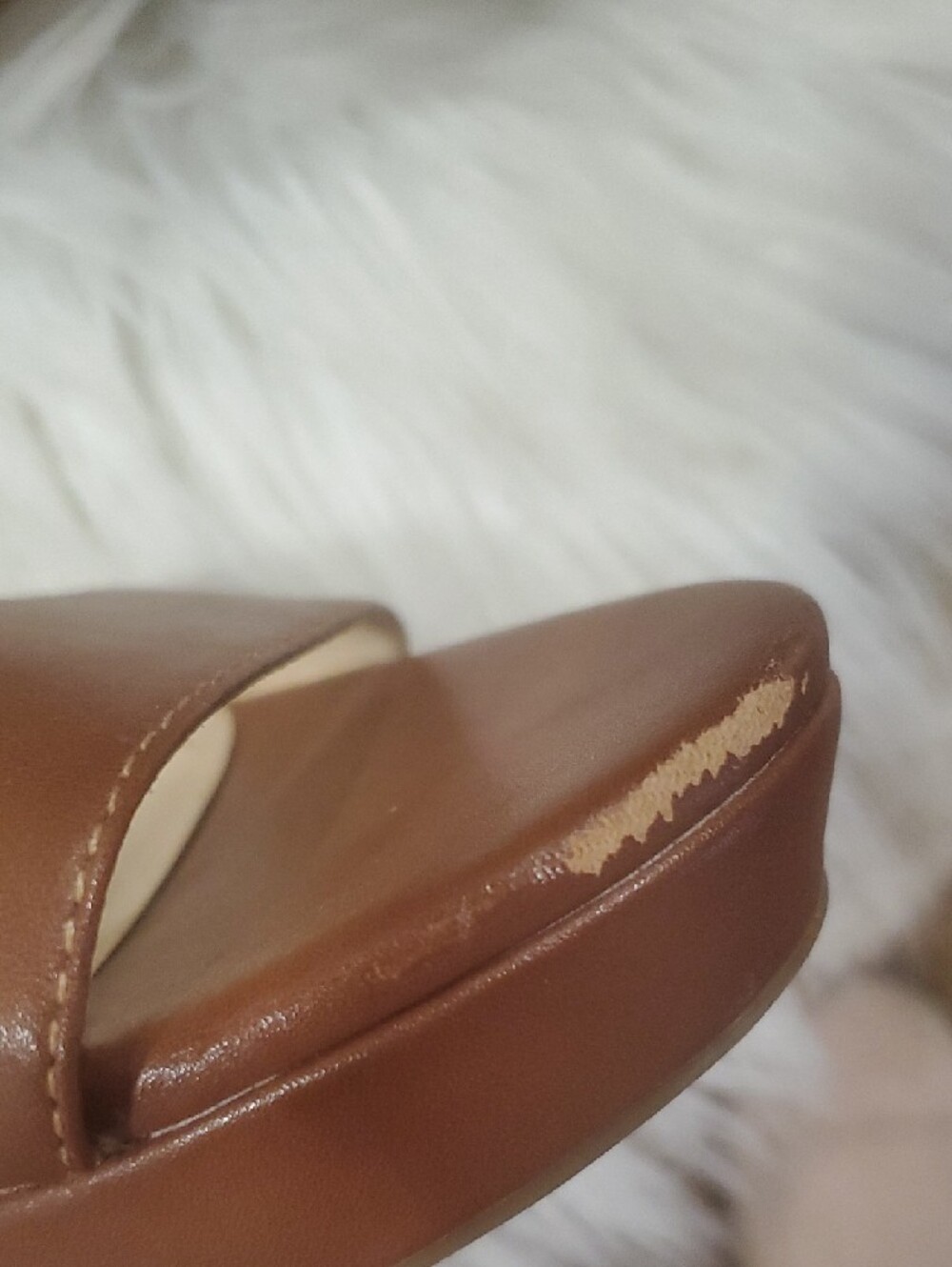 Jessica Simpson Brown Leather Crisscross Strap Wedge Heels Size 9 - Picture 8 of 15